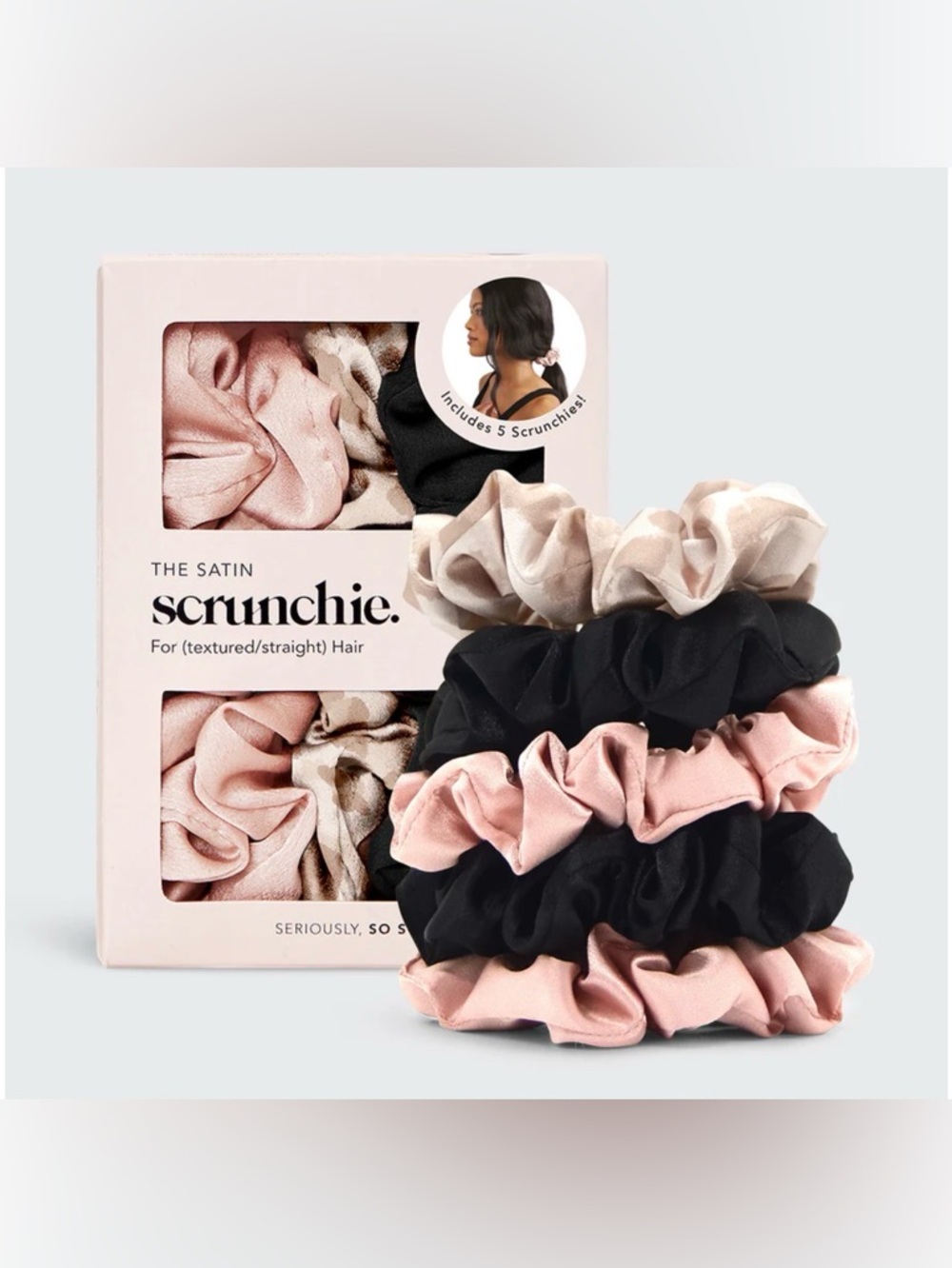 The Satin Scrunchie Set - Black, Pink, Leopard
